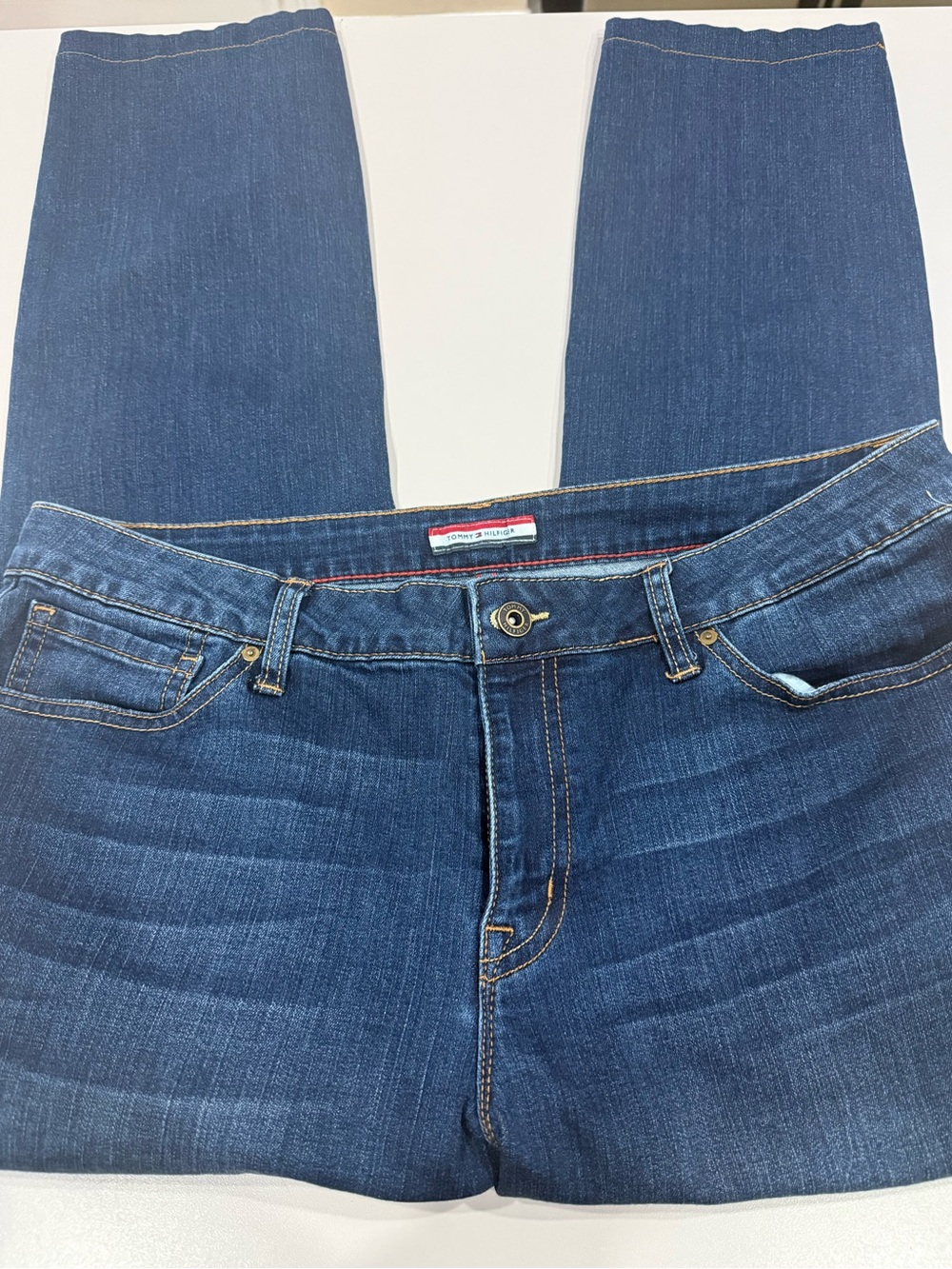 Tommy Hilfiger Women's Dark Blue Stretch Jeans Size 14S - Waist 34” Length 26